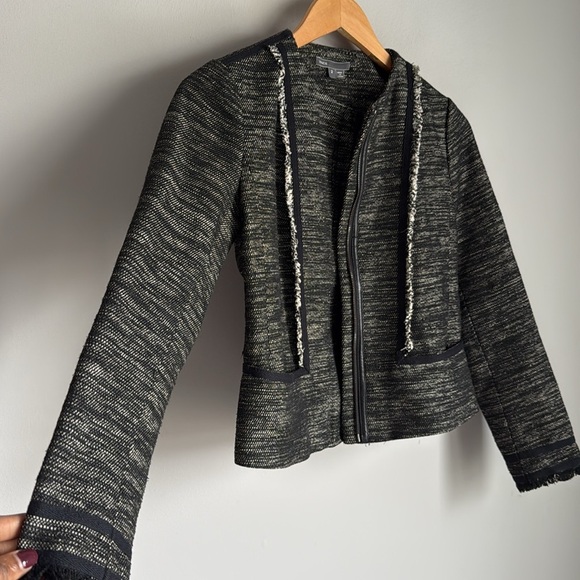 Vince Black Leather Trim Boucle Jacket Size 2 - Picture 11 of 16